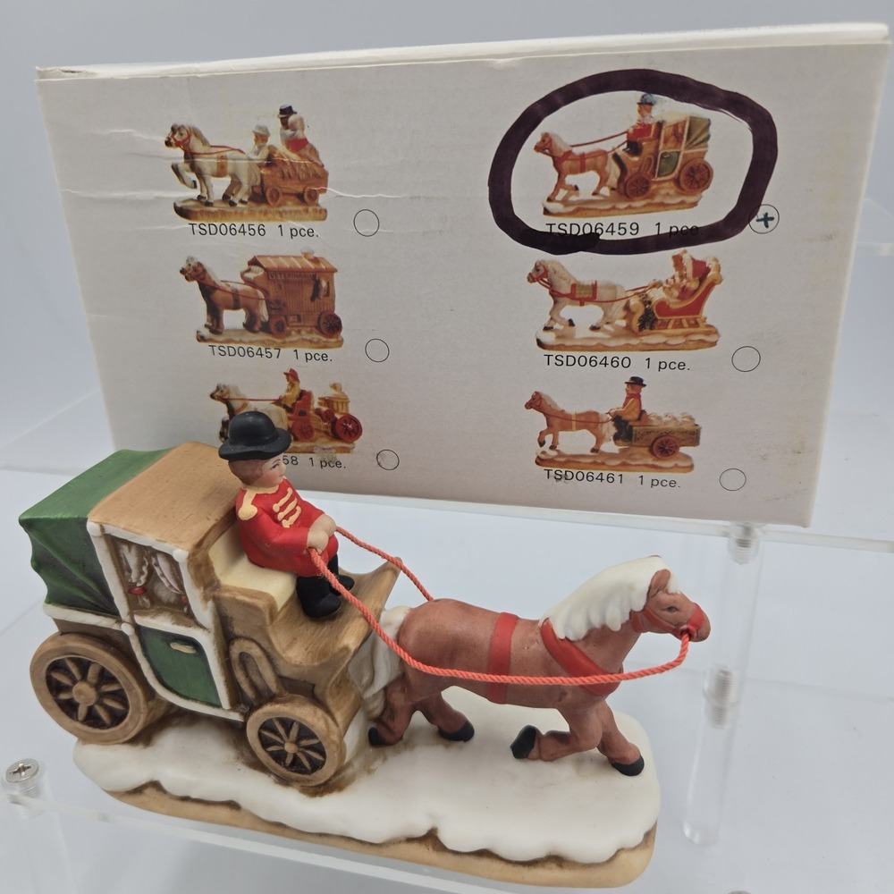 New! Vtg Colonial Village Lefton RETIRED Horse Drawn Carriage Tsd06459 NOS W Box